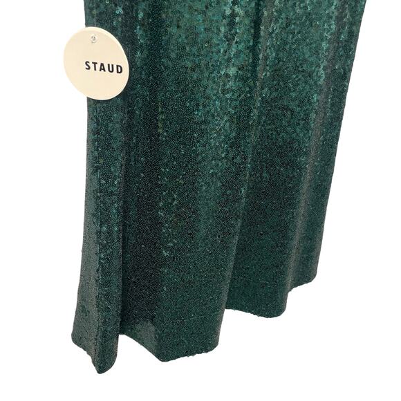 NWT Staud Mini Ilana Dress Emerald Green Sequin Embellished Womens XS - Picture 3 of 8